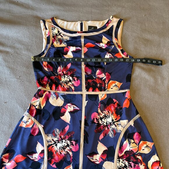 Blue and Pink Floral Knee-Length Dress - Adrianna Papell - Picture 6 of 8
